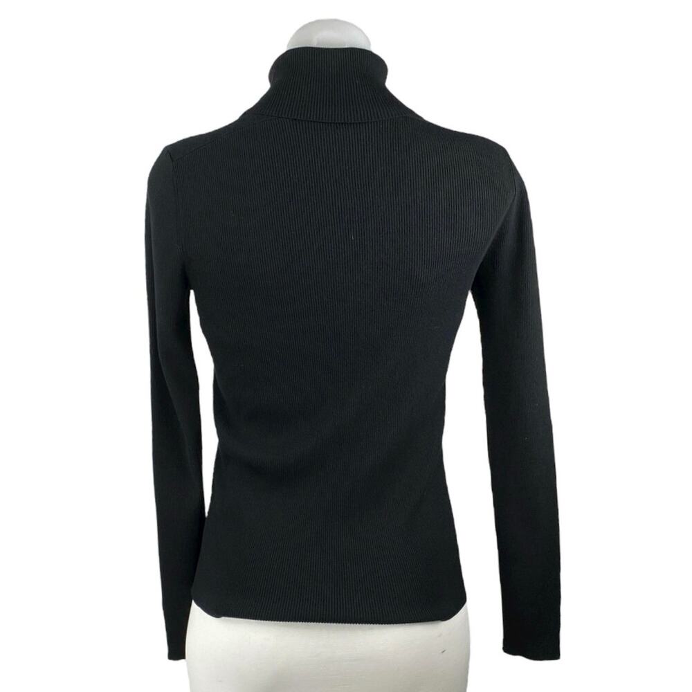 Tory Burch Women's Black Ribbed Knit Turtleneck Long Sleeve Sweater Top Size S/P - Picture 3 of 5